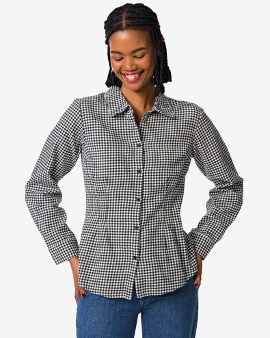 dames overshirt Donna flanel ruiten zwart/wit zwart/wit - 36205170BLACKWHITE - HEMA