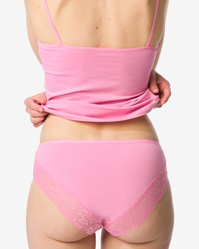 dameshipster katoen met kant roze roze - 19601835PINK - HEMA