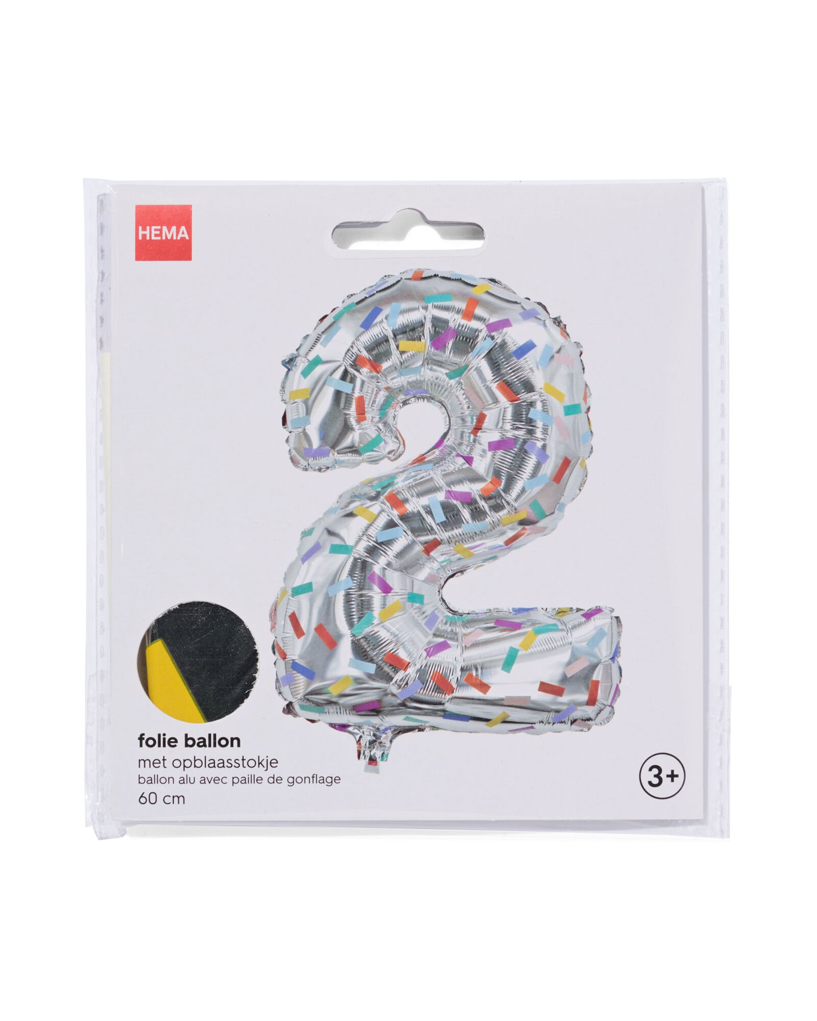 ballon alu chiffres 0-9 confettis XL argent&eacute; 2 - 14250029 - HEMA