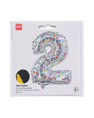 ballon alu chiffres 0-9 confettis XL argent&eacute; 2 - 14250029 - HEMA