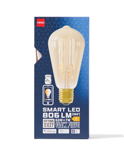 Smart-LED-Lampe, E27, 7W, 7 W, 806 lm, Edisonlampe, Gold, ST64 - 20070021 - HEMA