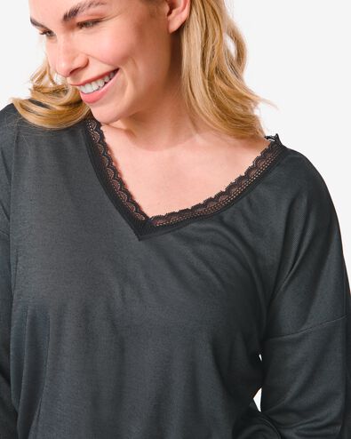 t-shirt de nuit femme avec viscose noir S - 23400315 - HEMA