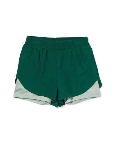 pantalon de sport court enfant avec legging vert foncé 158/164 - 36090455 - HEMA