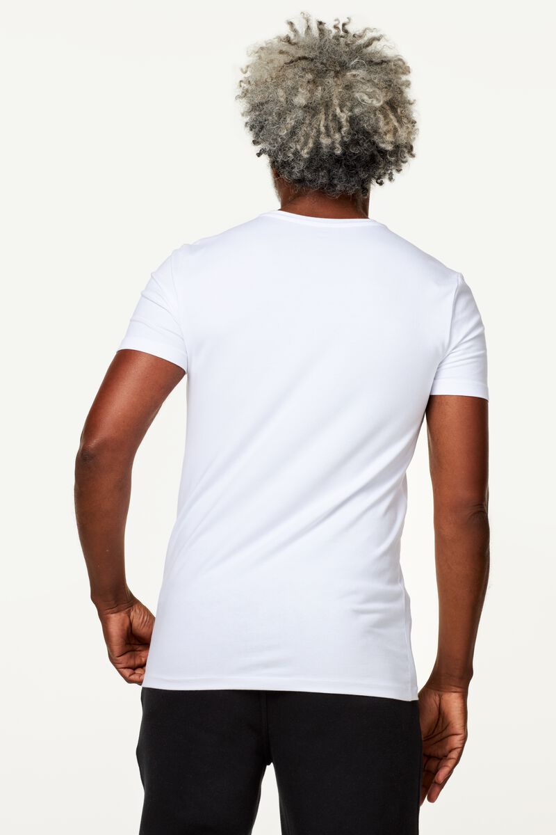 Herren-T-Shirt, Slim Fit, Rundhalsausschnitt, Bambus weiß L - 34272512 - HEMA