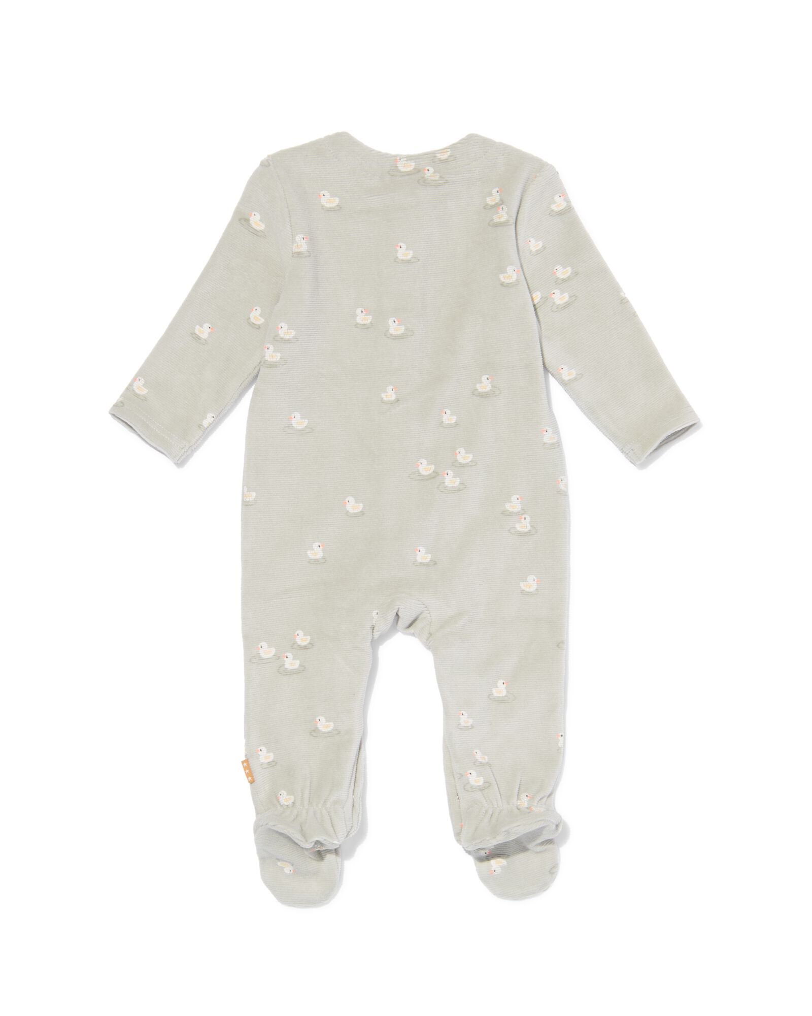 newborn boxpakje velours rib eenden lichtgroen 68 - 33443424 - HEMA