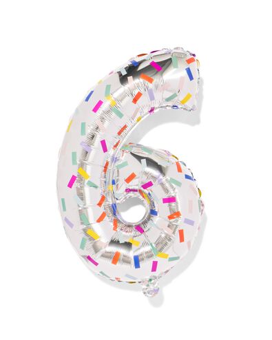 folieballon cijfer 6 60cm confetti - 14260063 - HEMA