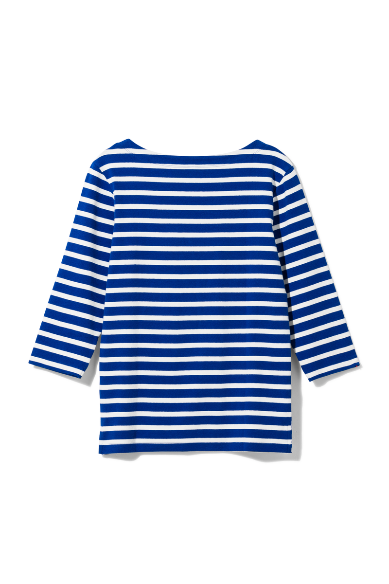 dames t-shirt Cara met boothals blauw blauw - 1000029919 - HEMA