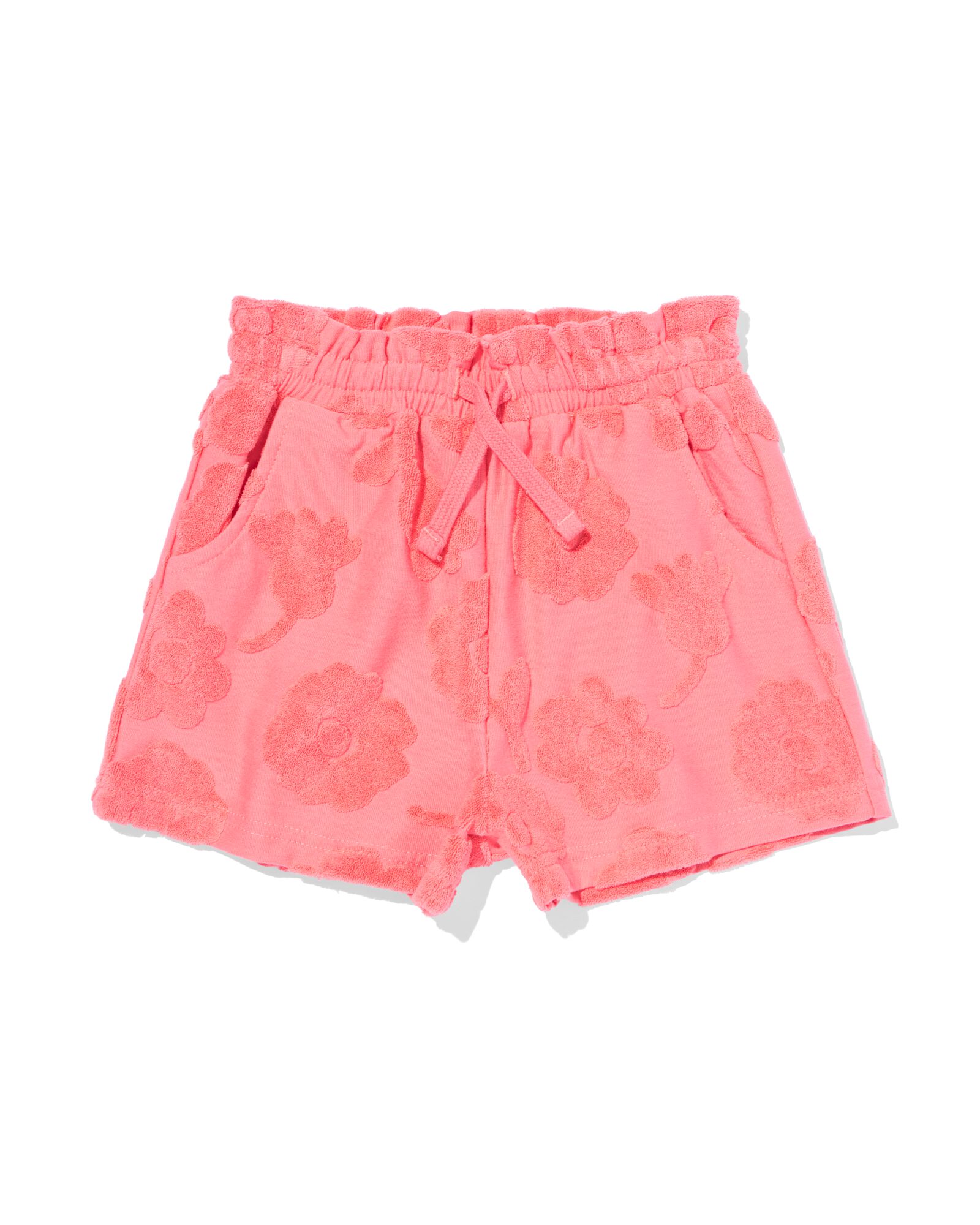 kindershort comfy fit badstof bloemen roze roze - 30848803PINK - HEMA