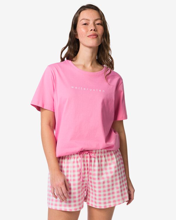 damesshortama jersey ruiten roze roze - 23401515PINK - HEMA
