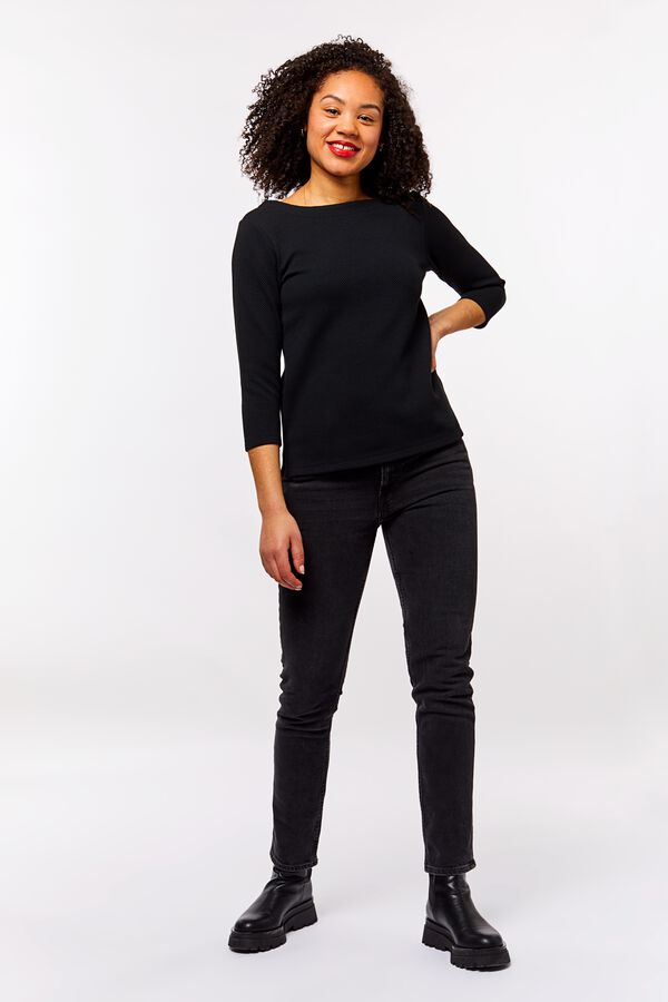 t-shirt femme relief noir noir - 1000023713 - HEMA