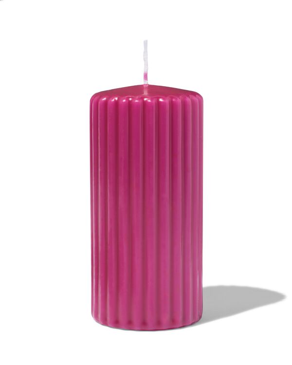 bougie 6 x 12 cm nervur&eacute;e rose fluo - 13503108 - HEMA