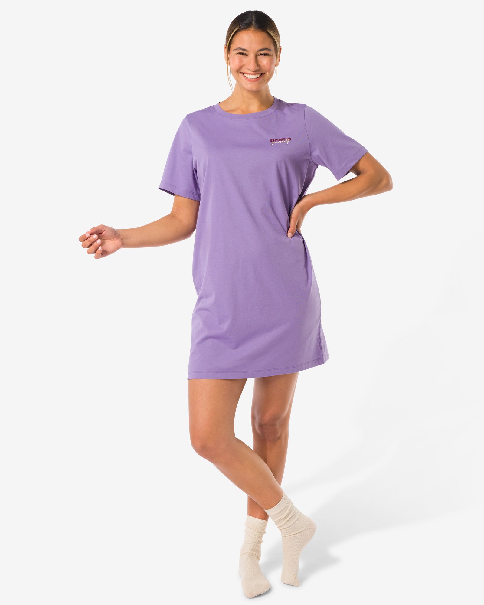 Chemise de nuit femme expresso violet clair - 23407480LIGHTPURPLE - HEMA