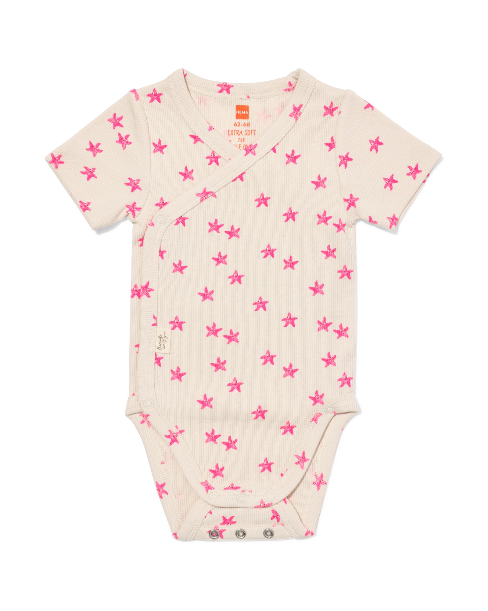 newborn meegroei overslag body rib  ecru ecru - 33450710ECRU - HEMA