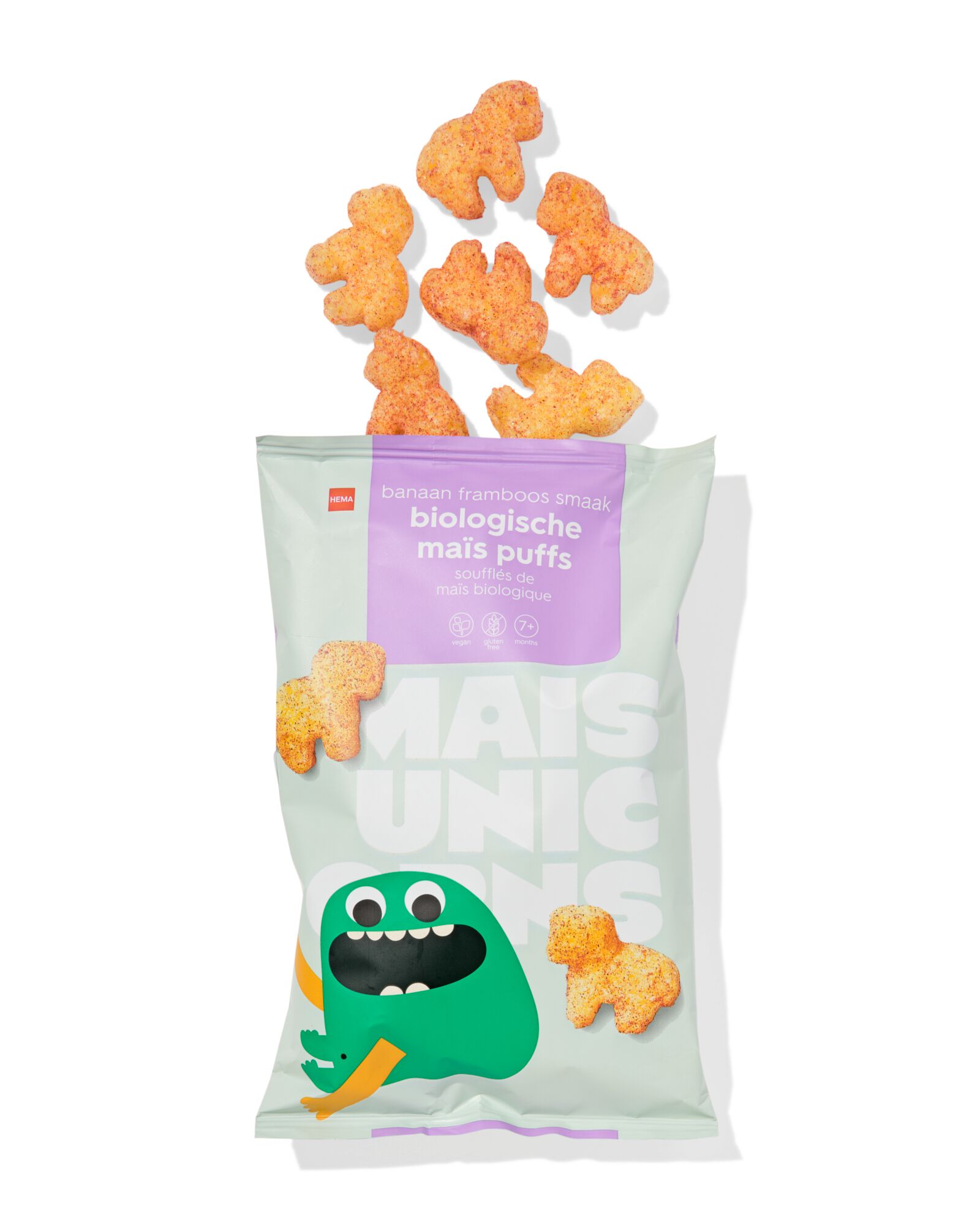 bio maïs puffs banaan-framboos 30g - 10250041 - HEMA