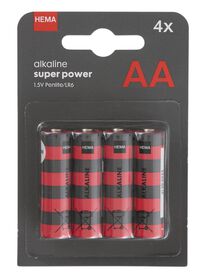 4 piles alcalines AA super power - 41290255 - HEMA