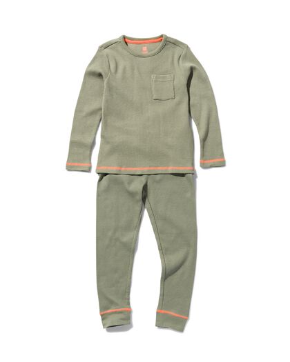 pyjama enfant gaufré vert clair 98/104 - 23070063 - HEMA