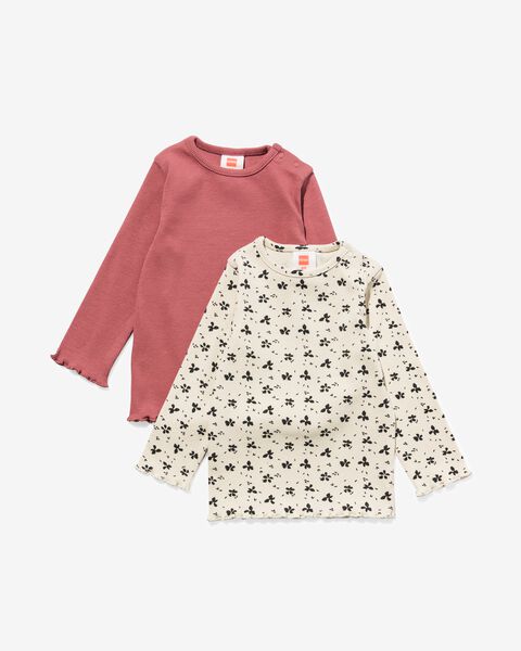 2er-Pack Baby-Shirts, gerippt rosa - 1000029726 - HEMA