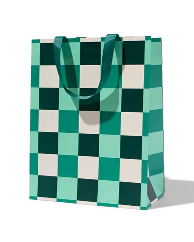 sac cadeau vert &agrave; damier - 25710096 - HEMA