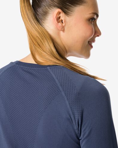 damessportshirt naadloos donkerblauw donkerblauw - 36030228DARKBLUE - HEMA