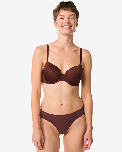 damesstring naadloos micro donkerbruin - 19601644DARKBROWN - HEMA