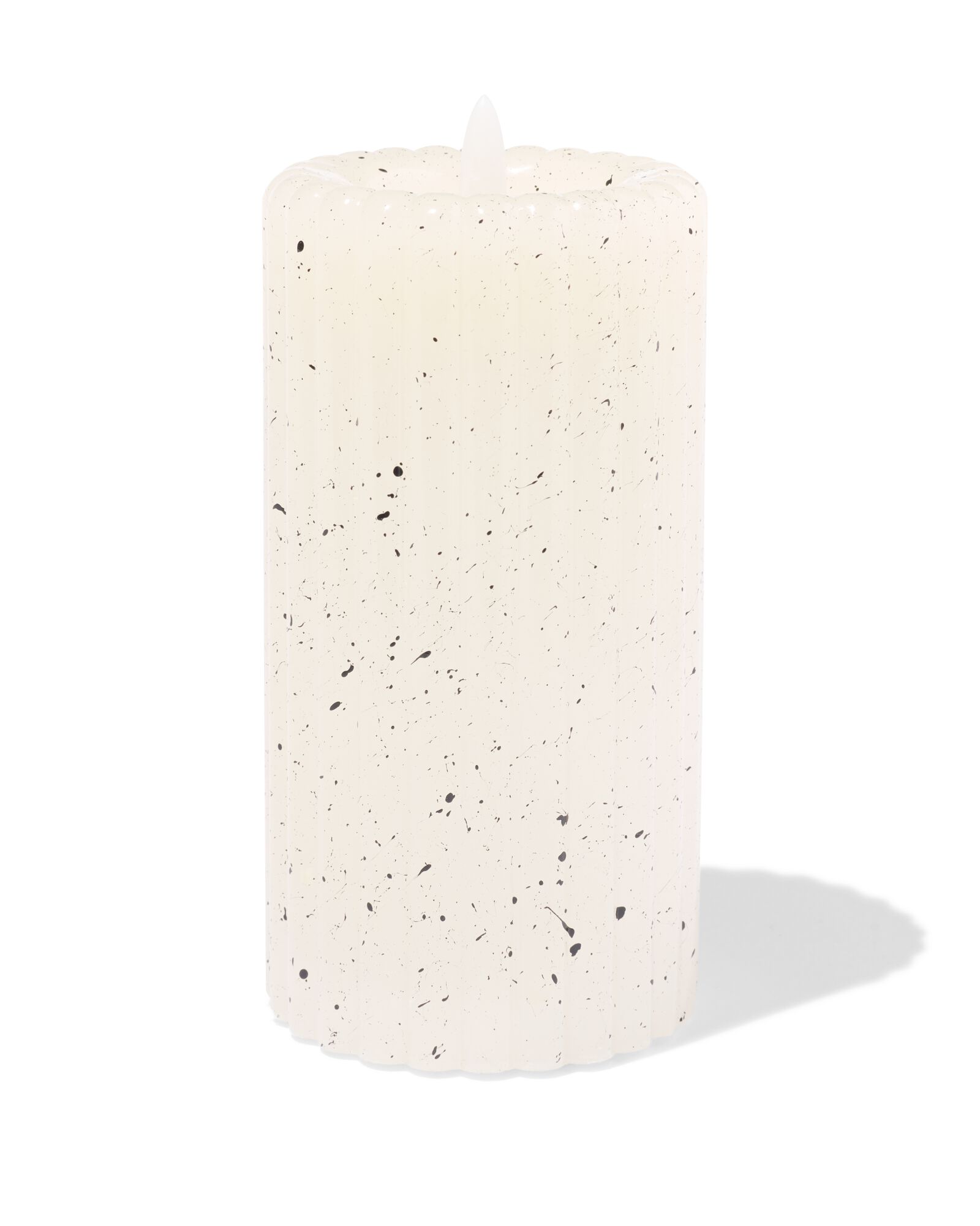 bougie cylindrique LED &Oslash; 7,5 x 15 cm nervures mouchetures ivoire - 13550167 - HEMA