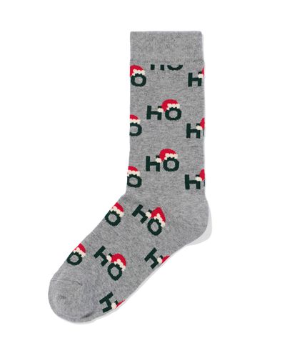 chaussettes homme "ho ho ho" gris chin&eacute; - 4120165GREYMELANGE - HEMA