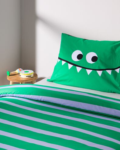 housse de couette enfant 140x200 coton doux monstre vert - 5760098 - HEMA
