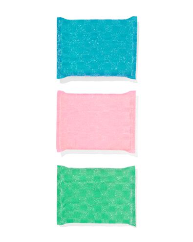 wasbare sponzen groen/roze/blauw 9x12x2 - 3 stuks - 20540054 - HEMA