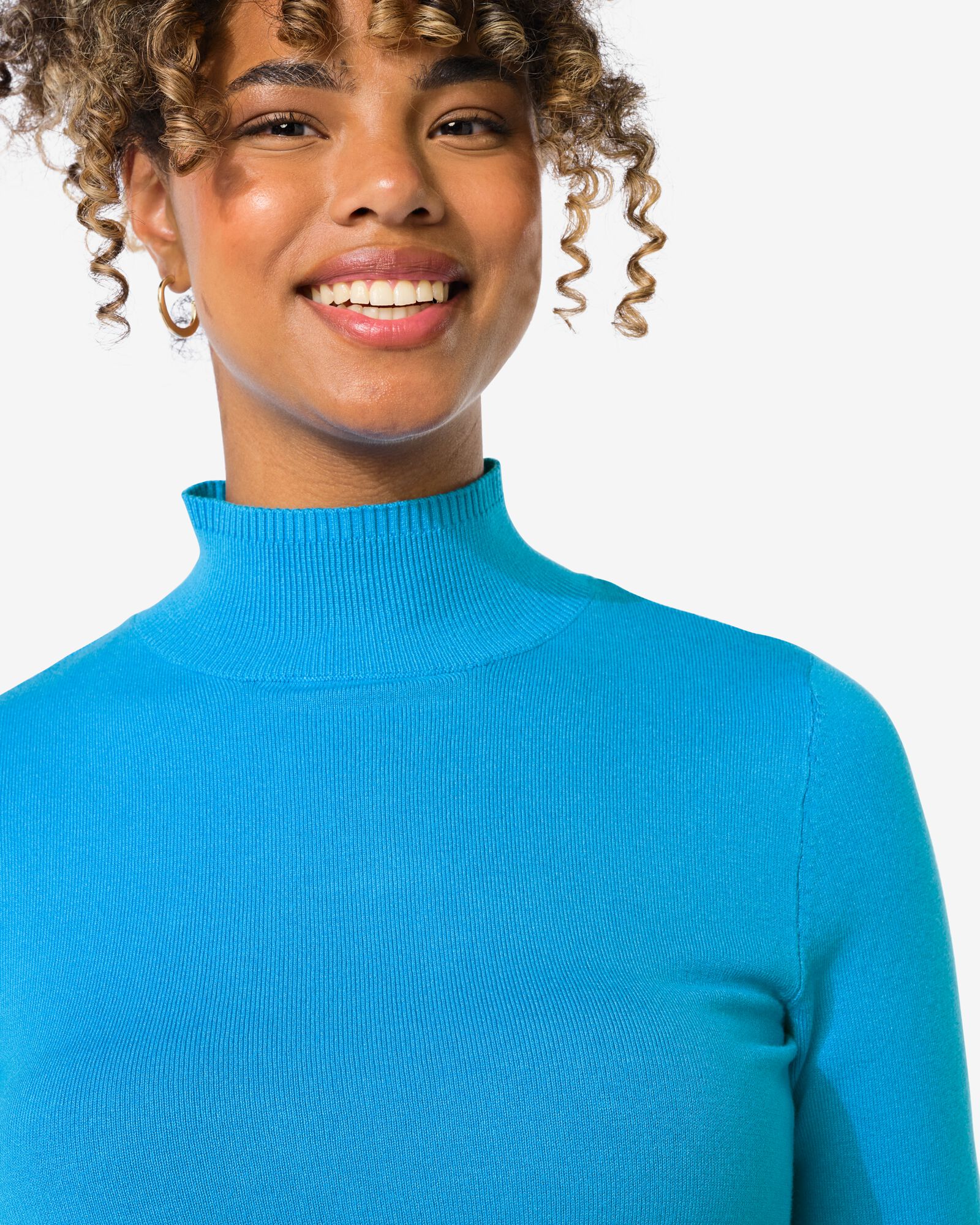 pull col roul&eacute; femme en maille bleu - 36268090BLUE - HEMA