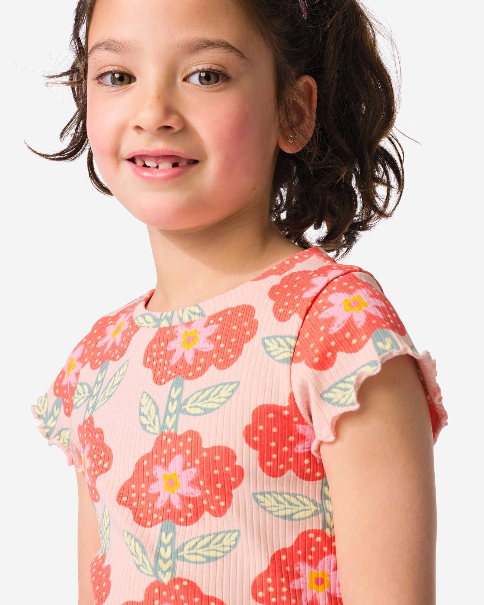 t-shirt enfant jersey fleurs rose p&acirc;le rose p&acirc;le - 30866409LIGHTPINK - HEMA
