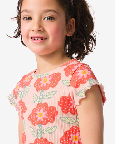 t-shirt enfant jersey fleurs rose p&acirc;le rose p&acirc;le - 30866409LIGHTPINK - HEMA