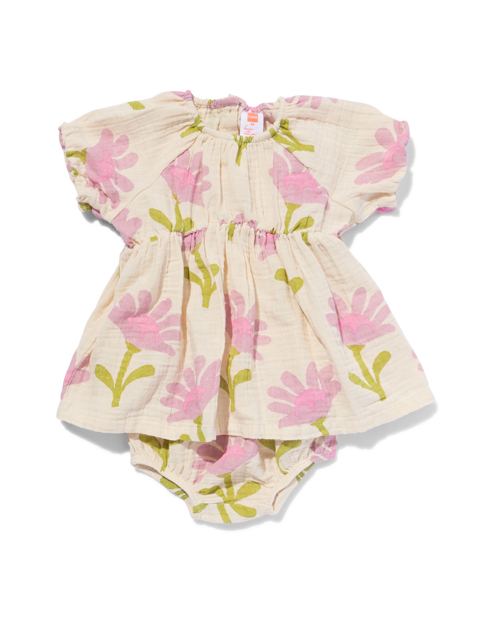 Baby-Set, Tunika und Shorts, Musselin, Blumen ecru - HEMA