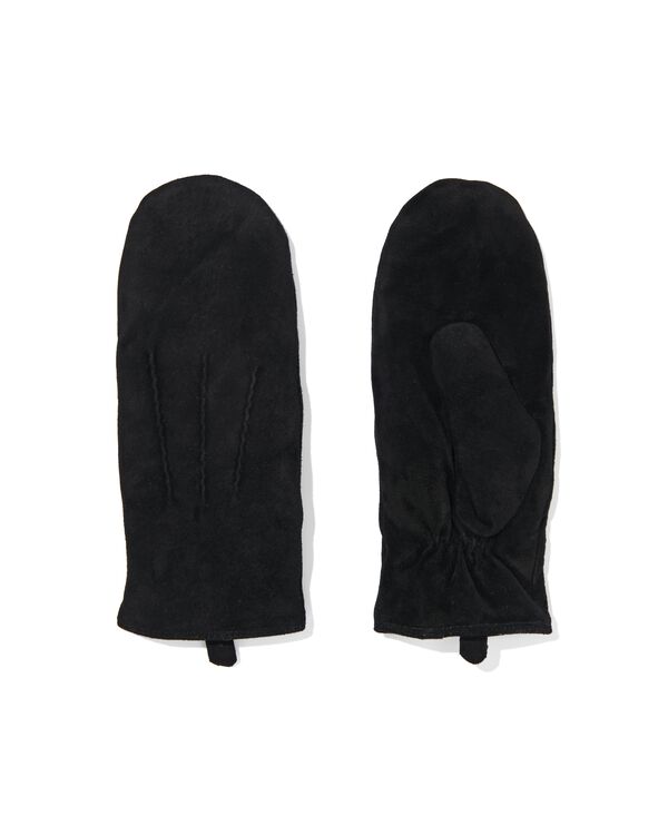 moufles pour femme en daim noir noir - 1000015109 - HEMA