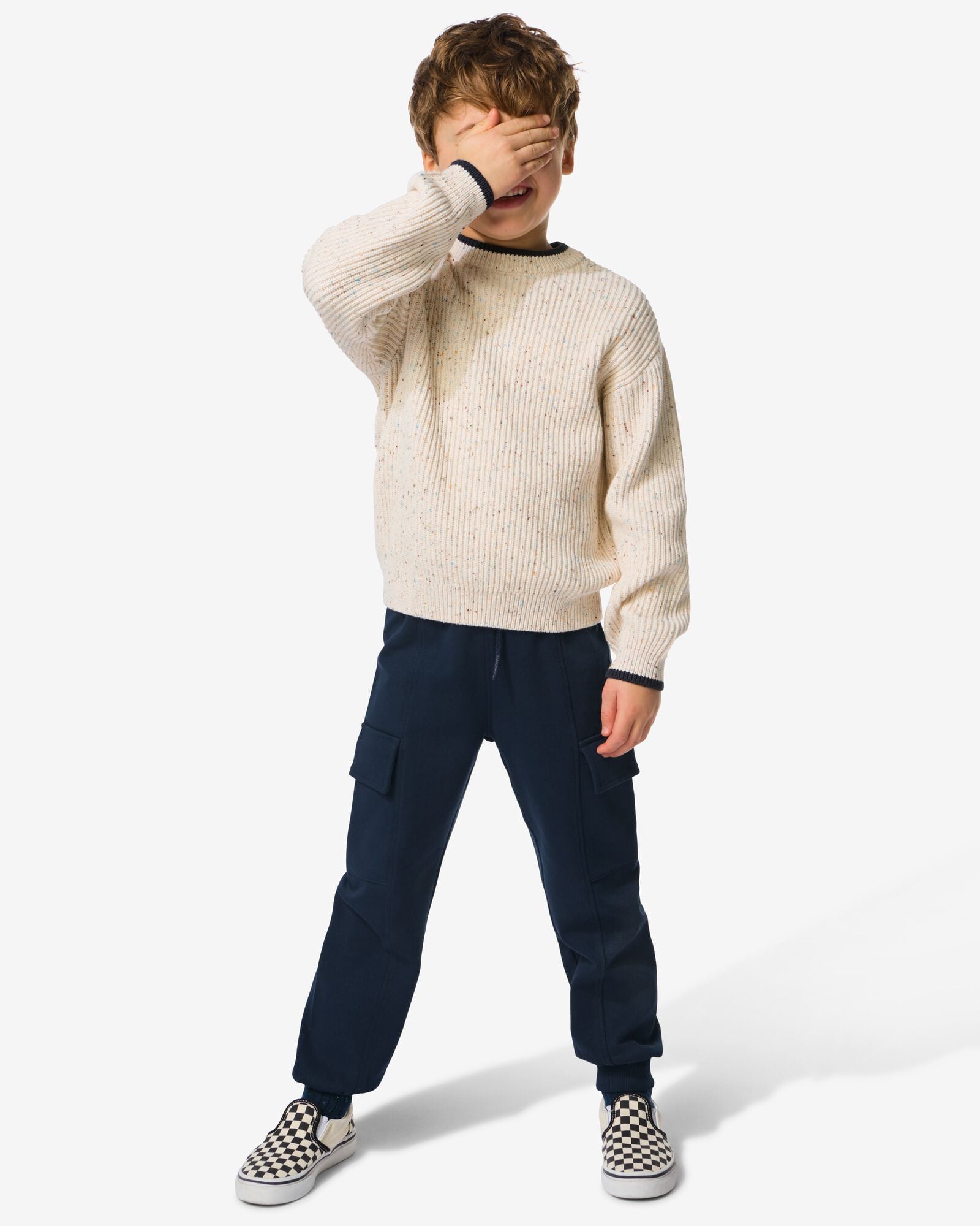 kinderbroek cargo regular fit donkerblauw donkerblauw - 30711808DARKBLUE - HEMA