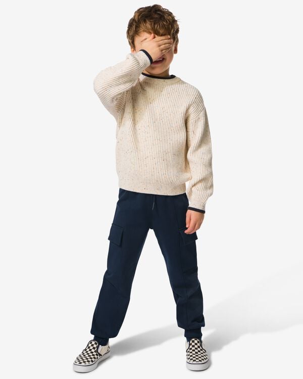 kinderbroek cargo regular fit donkerblauw donkerblauw - 30711808DARKBLUE - HEMA