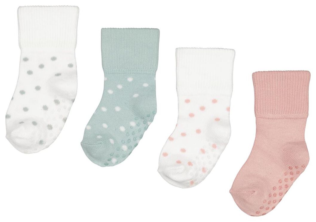4 pairs baby socks with bamboo pink - 1000025169 - hema
