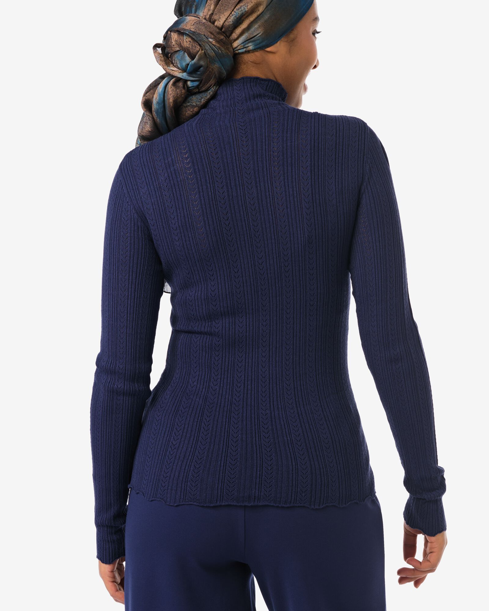 dames T-shirt Charlie pointelle donkerblauw donkerblauw - 36206260DARKBLUE - HEMA