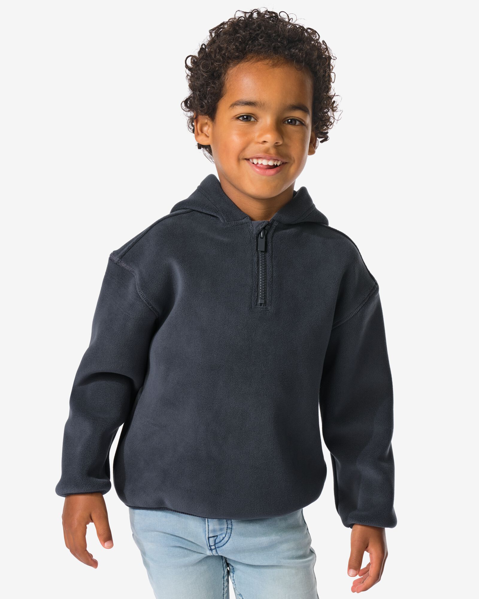kindertrui fleece donkergrijs - 30708102DARKGREY - HEMA