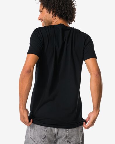 heren T-shirts slimfit v-hals - 2 stuks zwart zwart - 34290630BLACK - HEMA