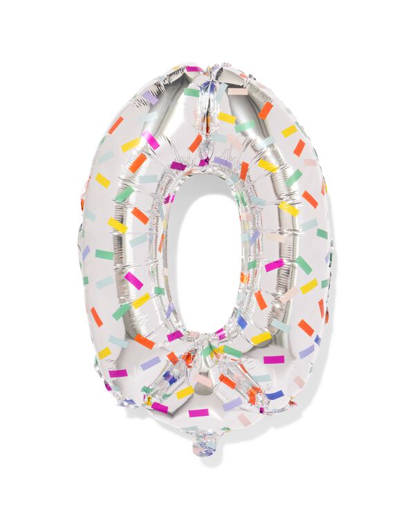 Folienballon Zahl 0, 60 cm, Konfetti - 14260057 - HEMA