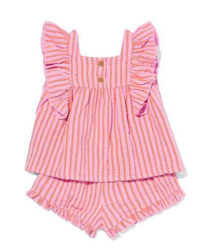 baby kledingset shirt en broekje mousseline strepen roze roze - 33047450PINK - HEMA