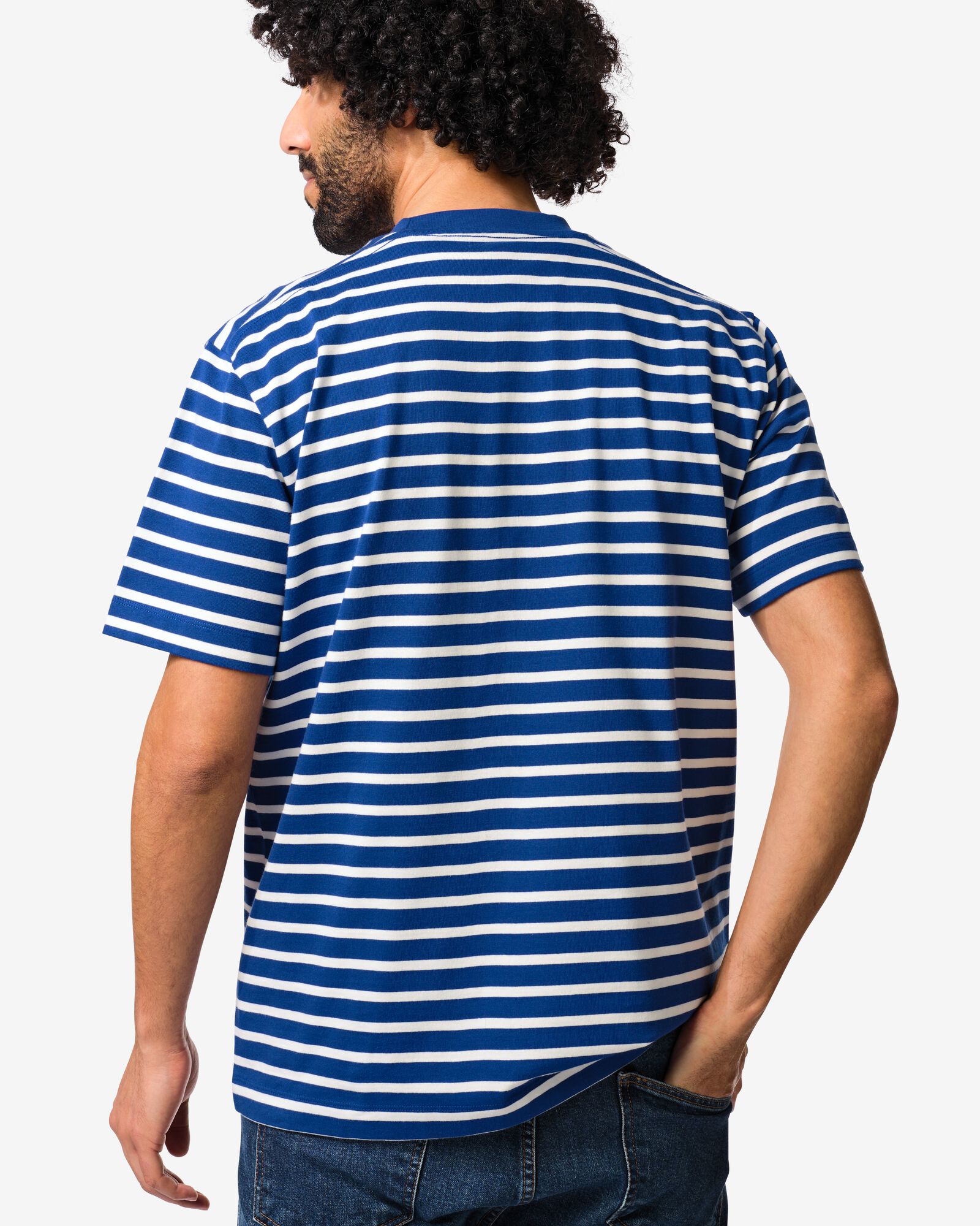 heren T-shirt Elias regular fit strepen blauw blauw - 2129840BLUE - HEMA