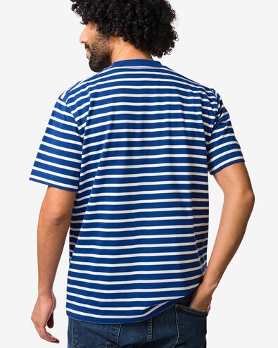 heren T-shirt Elias regular fit strepen blauw blauw - 2129840BLUE - HEMA