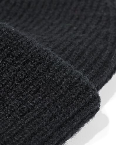 damesmuts met wol rib zwart - 16440055 - HEMA