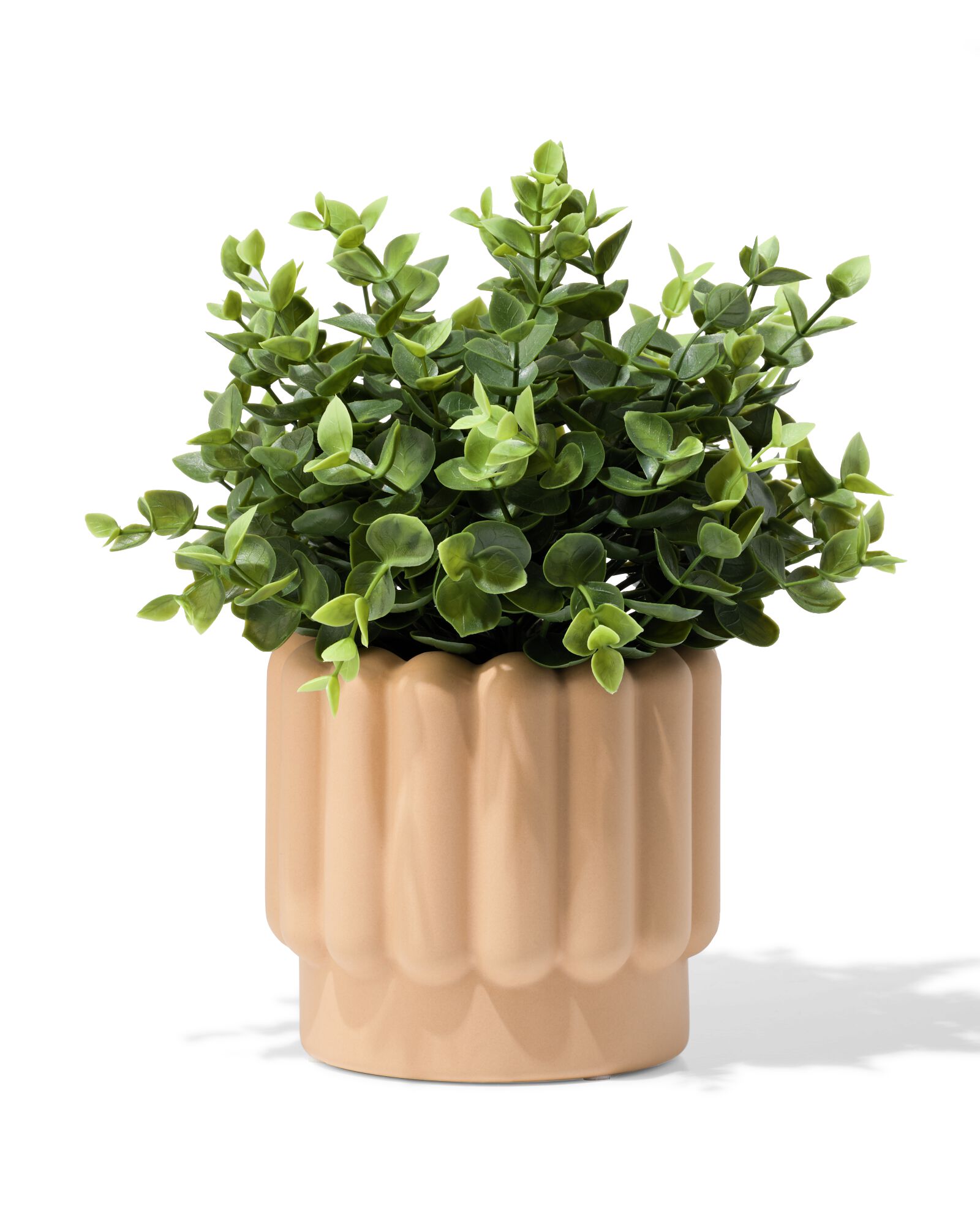 bloempot ⌀13x12.5cm keramiek ribbels bruin - 13325016 - HEMA