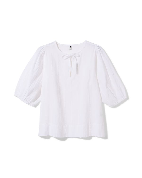 dames top poplin borduursel wit wit - 36210570WHITE - HEMA
