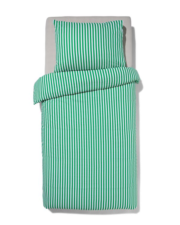 Kinder-Bettwäsche, Soft Cotton, 140 x 200 cm, Streifen, grün - 5760147 - HEMA
