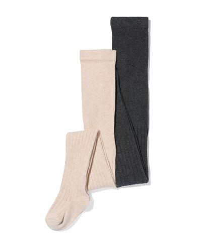 2 paires de collants &eacute;pais enfant avec coton beige - 1000028436 - HEMA