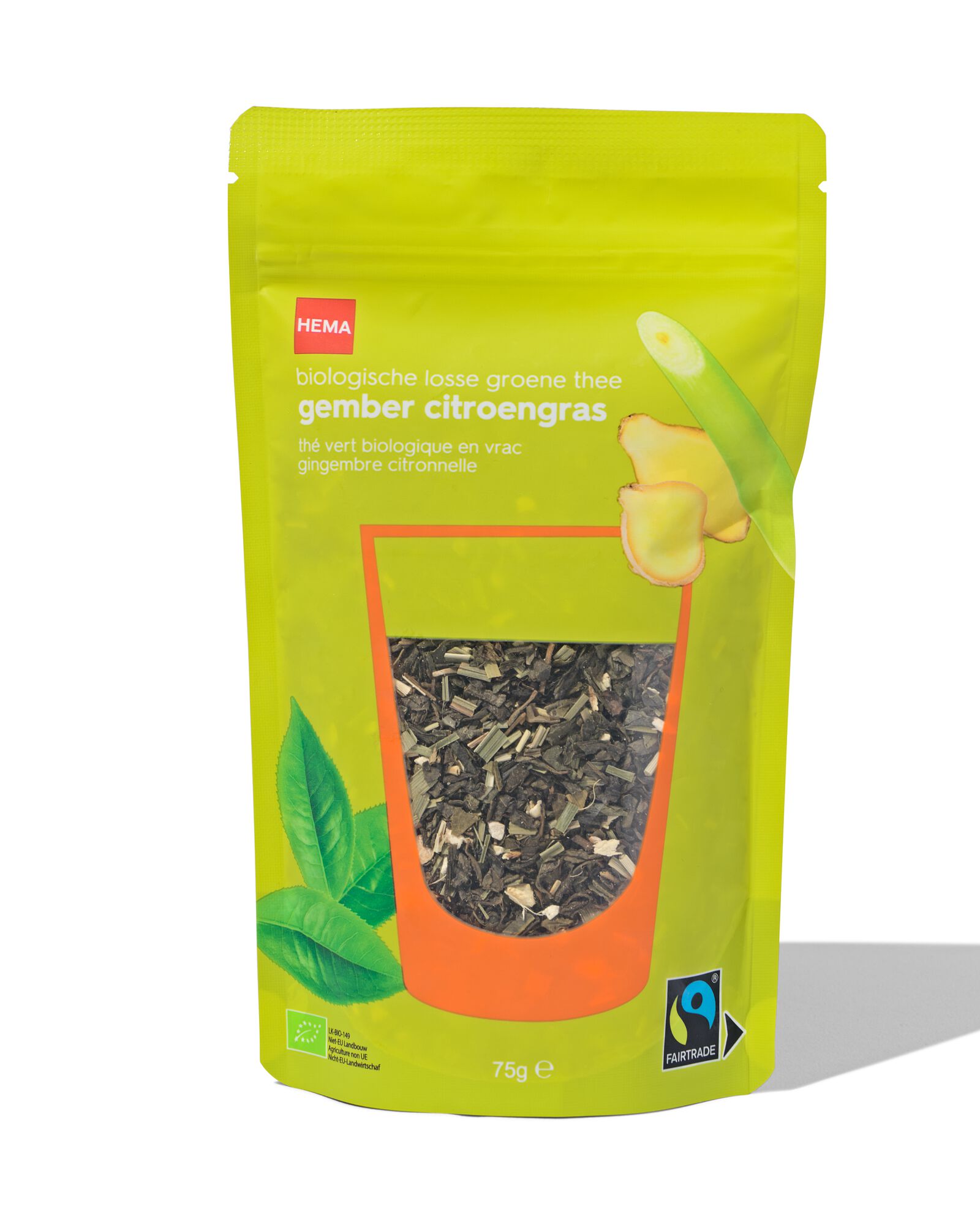 navulling bio groene thee gember-citroengras 75gr - 17190313 - HEMA