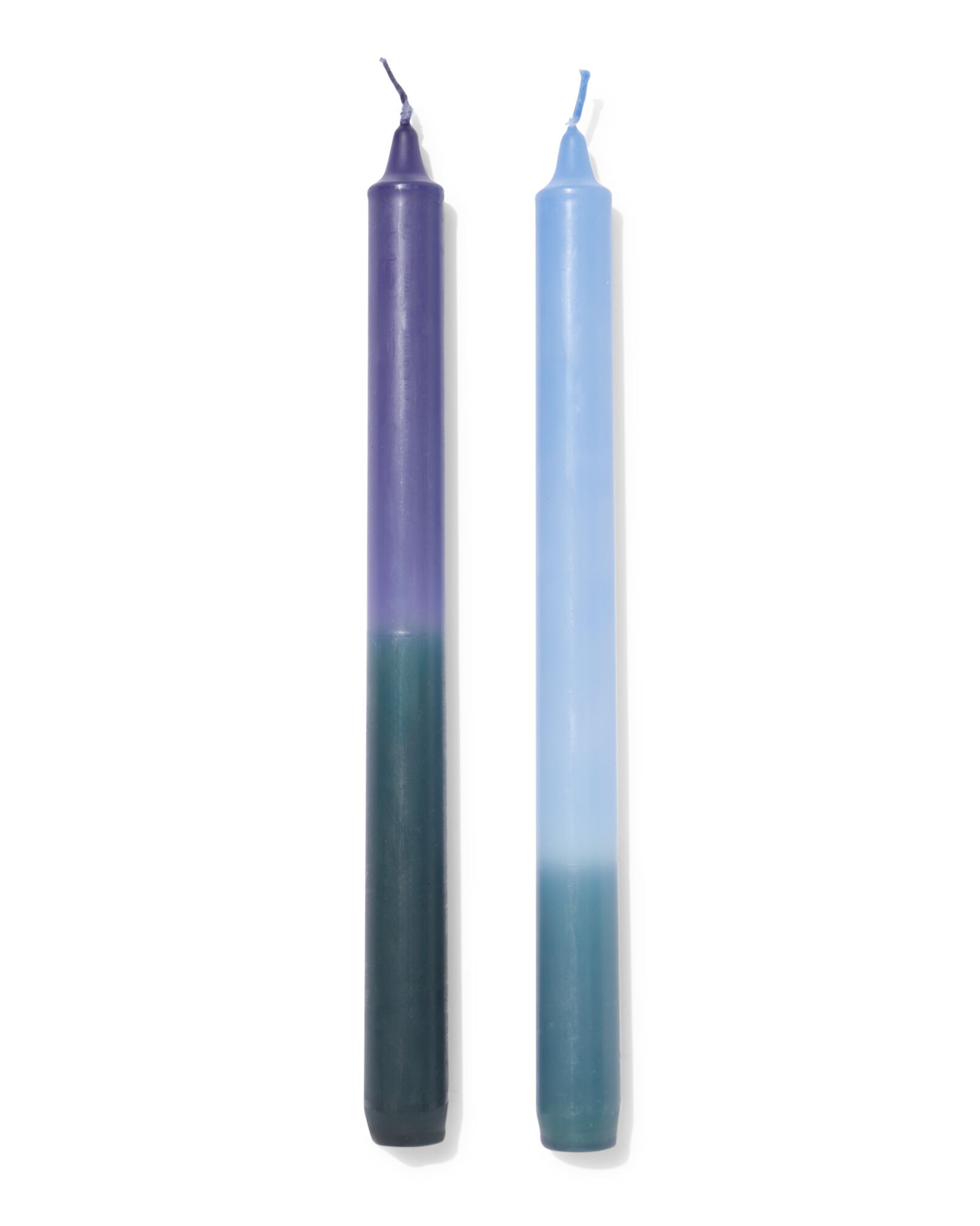 bougies d'int&eacute;rieur ⌀2,2x25cm d&eacute;grad&eacute; de couleurs bleu - 2 pi&egrave;ces - 13506131 - HEMA